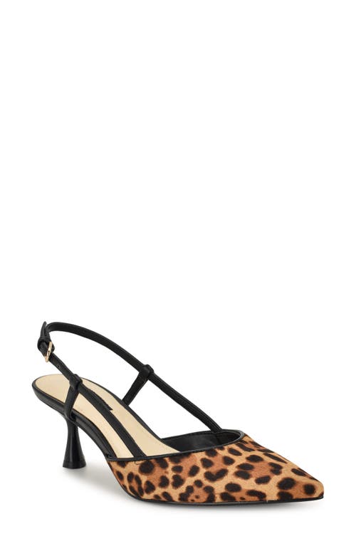 Nine West Rhonda Slingback Pointed Toe Kitten Heel Pump In Multi