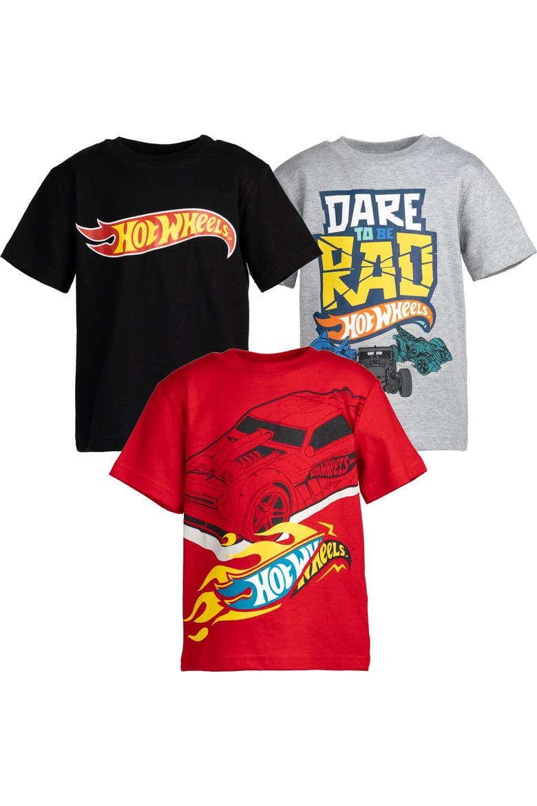 3-Pack Short Sleeve Tees, Main, color, Red Grey Black