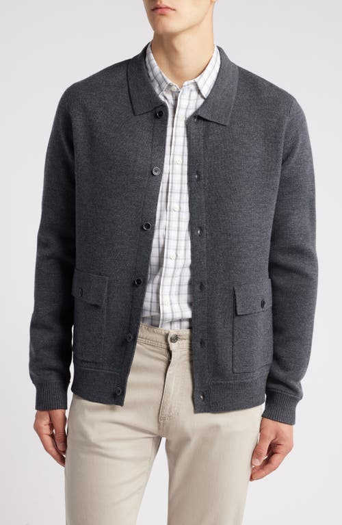 Robert Barakett Bristol Collared Merino Wool Milano Stitch Cardigan In Gray