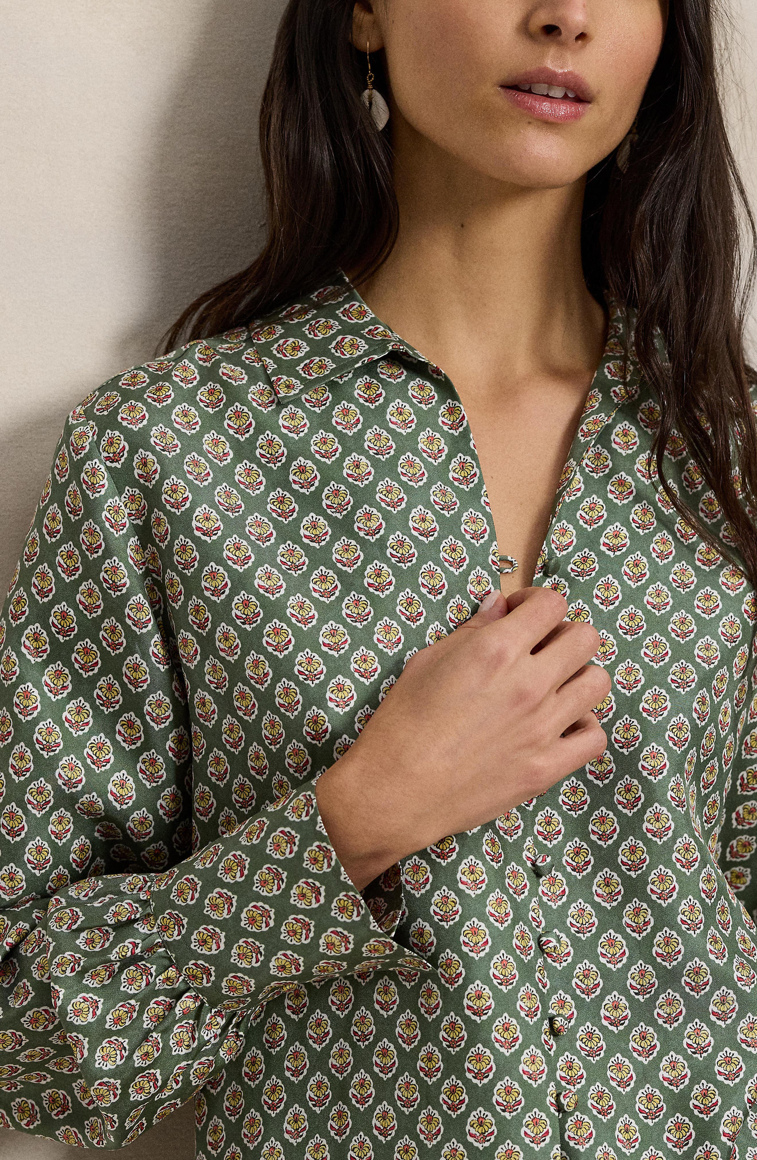 Polo Ralph Lauren Print Silk Shirt (Women) | Nordstrom