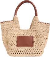 BCBG Woven Raffia Tote Bag