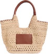 BCBG Woven Raffia Tote Bag