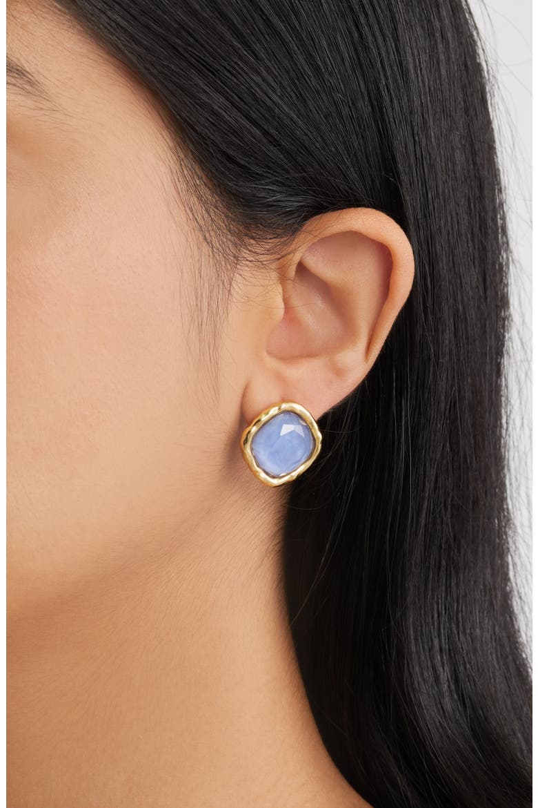 Bezel Glass Stud Earring, Alternate, color, GOLD