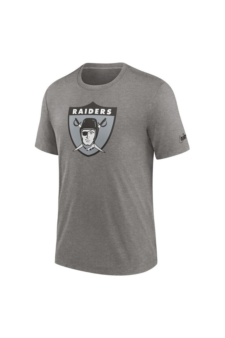 Men's Nike Heather Charcoal Las Vegas Raiders Rewind Logo Tri-Blend T-Shirt, Alternate, color, Heather Charcoal
