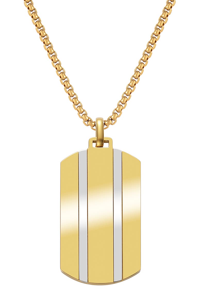 Men's Stripe Dog Tag Pendant Necklace, Main, color, GOLD