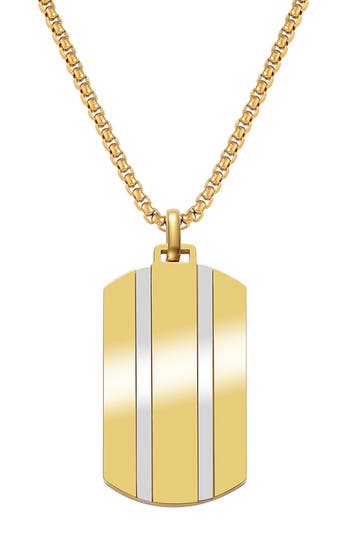 Van Heusen Stripe Dog Tag Pendant Necklace In Gold