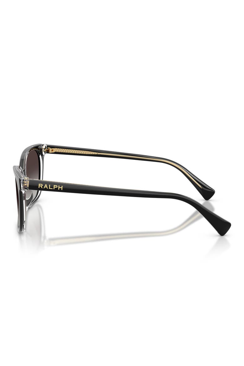 56mm Gradient Square Sunglasses, Alternate, color, BLACK ON TRANSPARENT / GREY