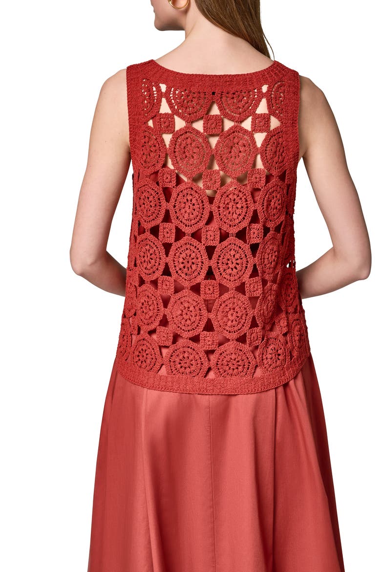 Crochet Sleeveless Sweater, Alternate, color, SUNBAKED