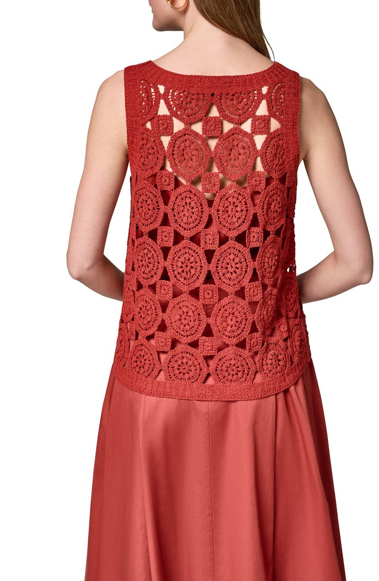 Donna Karan New York Crochet Sleeveless Sweater, Alternate, color, 
