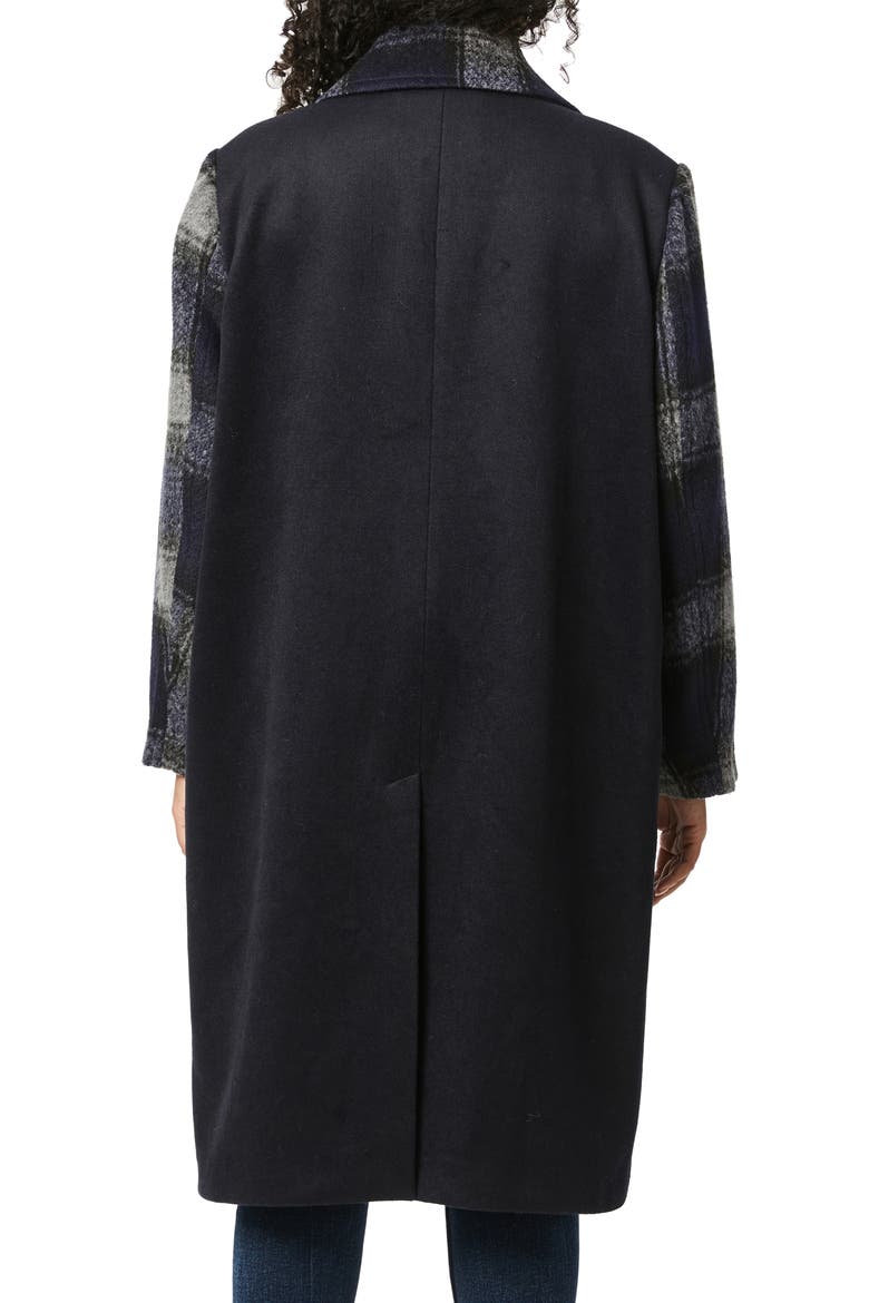 Plaid Wool Coat, Alternate, color, NAVY