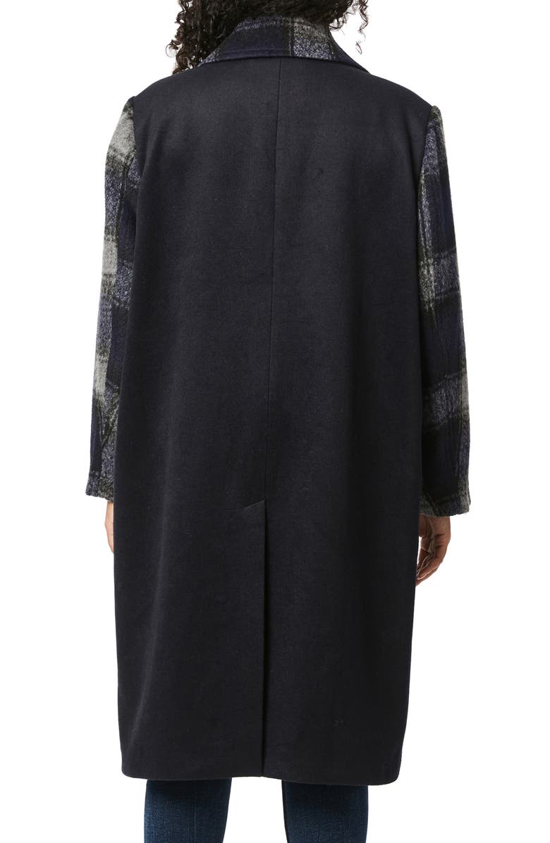 Bernardo Plaid Wool Coat, Alternate, color, 