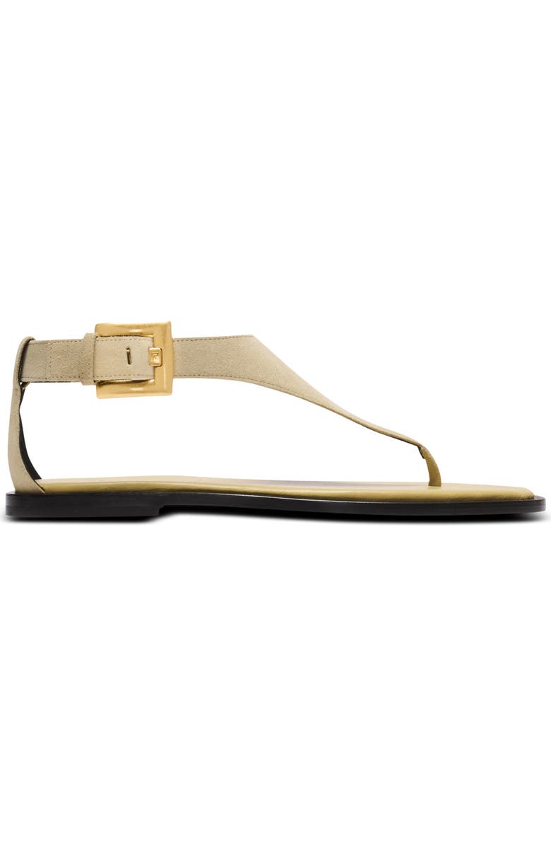 Balmain Anthem flat toe-post sandals in suede, Alternate, color, Beige