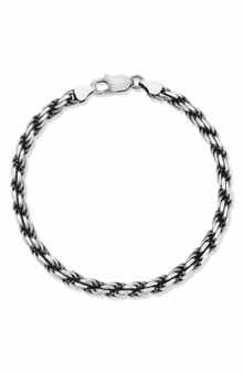 Yield of Men Men's Oxidized Sterling Silver Rope Chain Bracelet