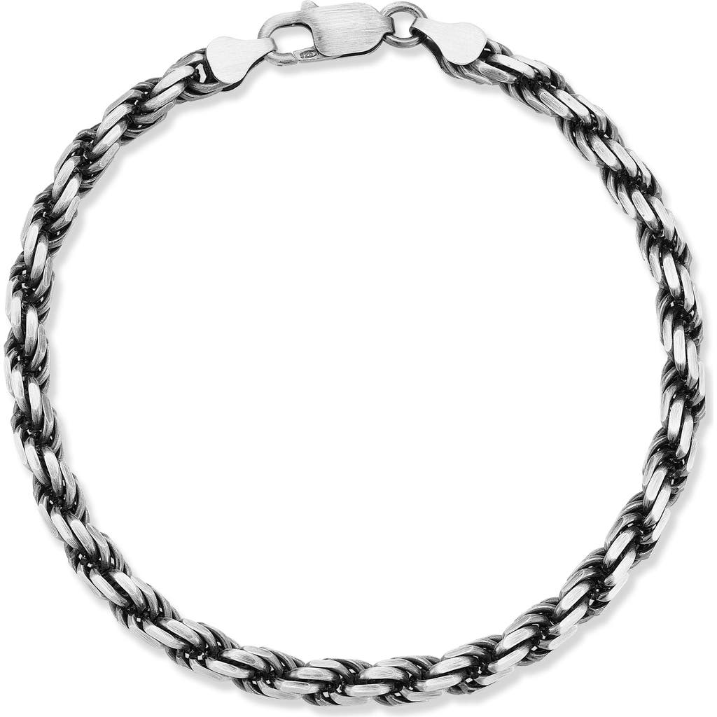 Yield Of Men Oxidized Sterling Silver Rope Chain Bracelet In Silver