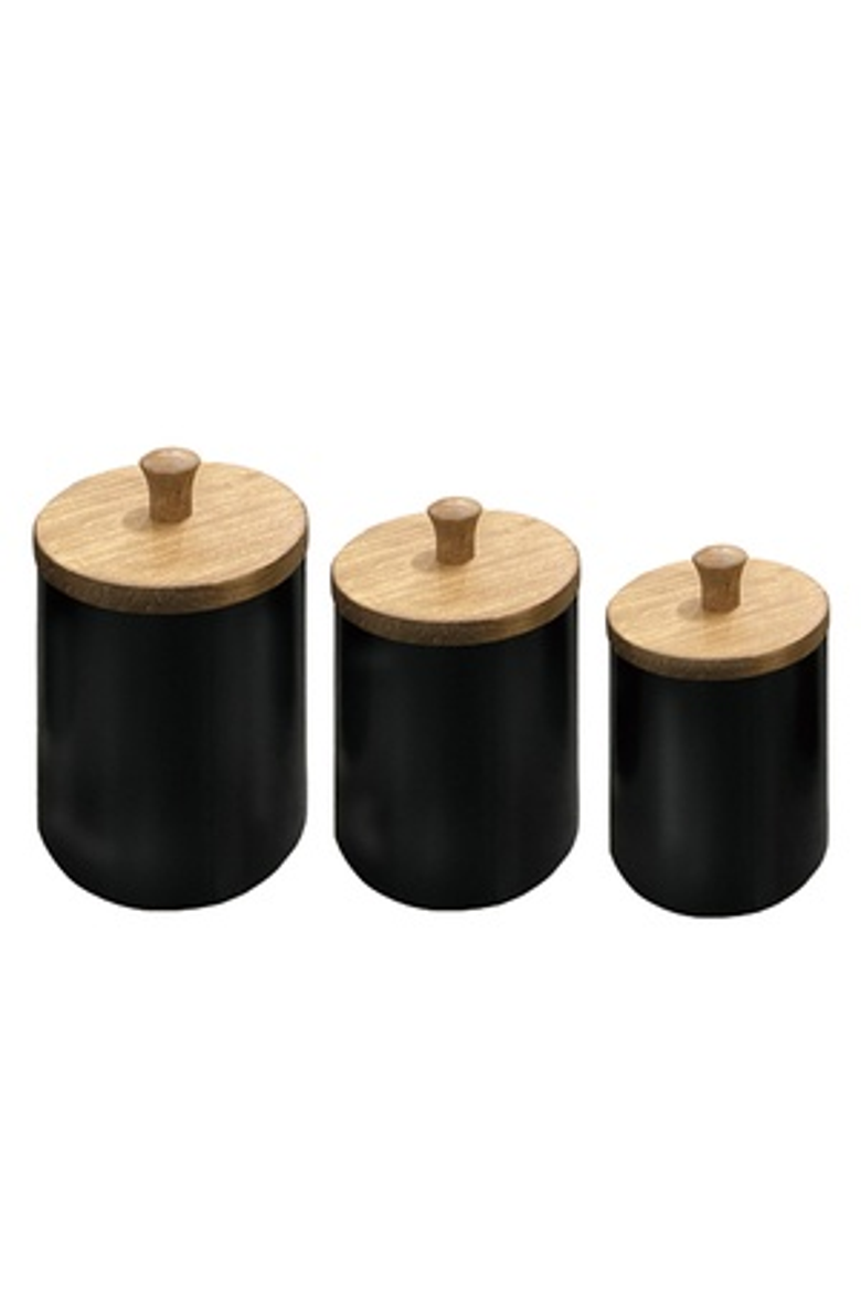 Metal 8 in. Black Canisters Set of 3, Main, color, Black