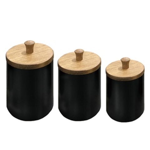 Metal 8 in. Black Canisters Set of 3