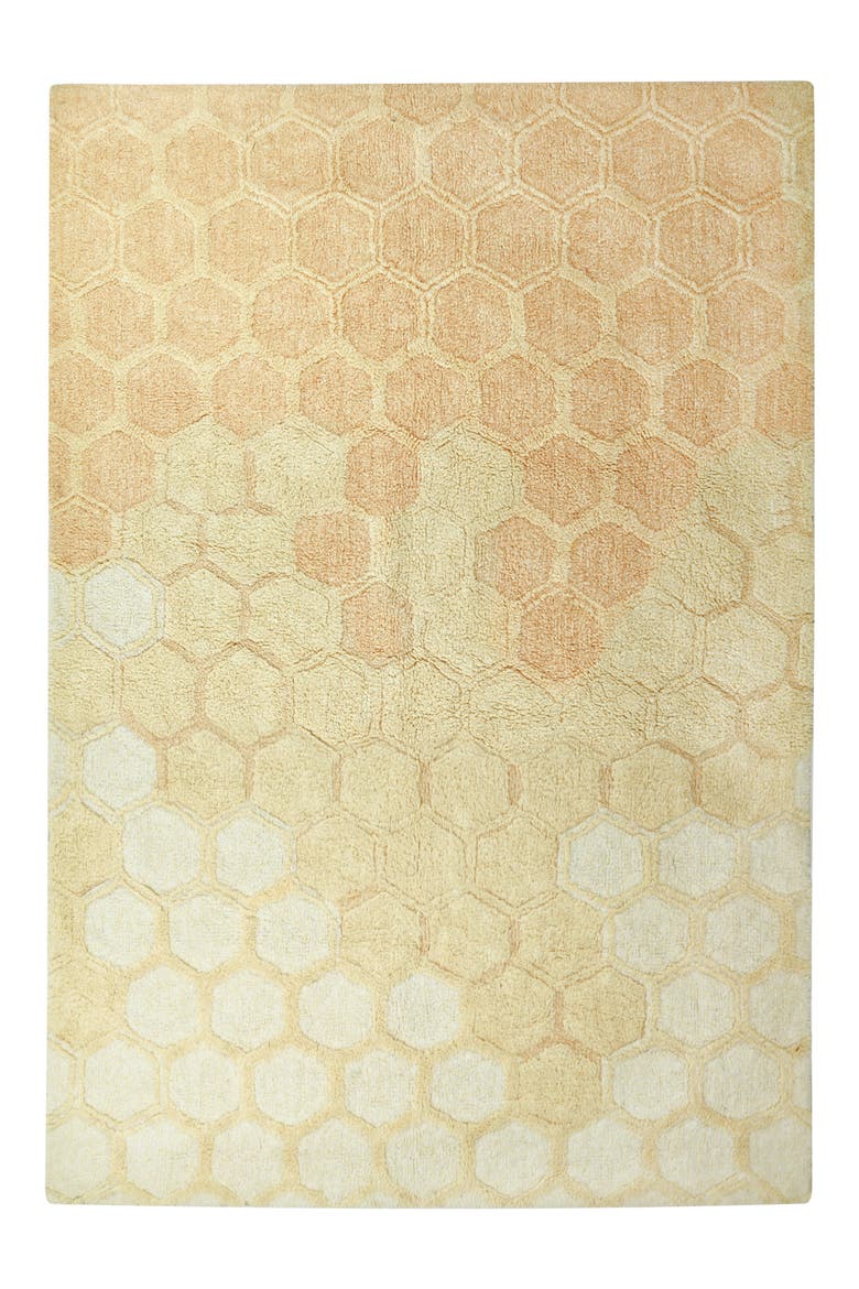 Honeycomb Washable Cotton Blend Rug, Main, color, HONEY