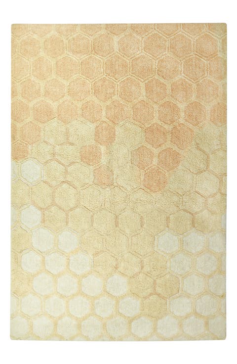 Honeycomb Washable Cotton Blend Rug