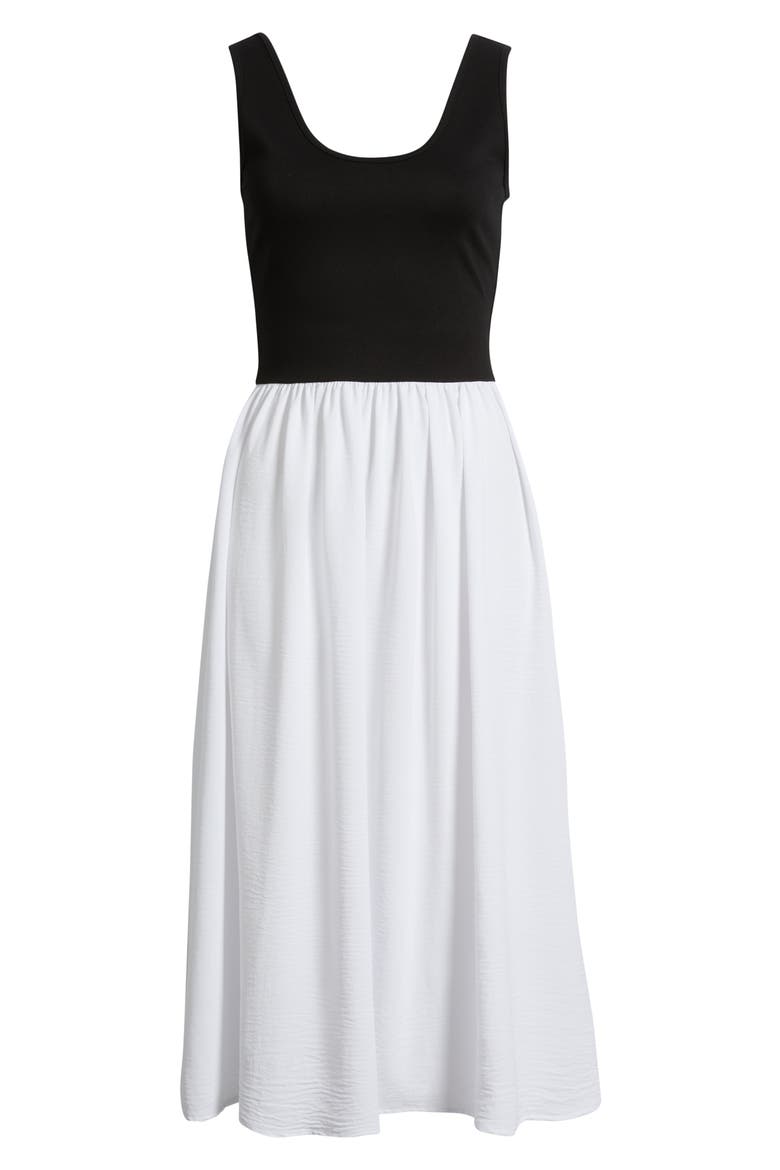 Sleeveless Scoop Neck Midi Dress, Alternate, color, BLACK/ WHITE