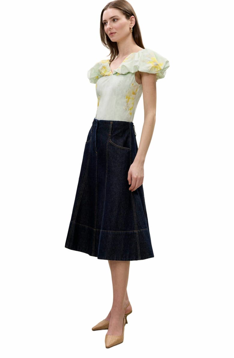 Rebecca Taylor Yara Poplin Top, Alternate, color, Sage Combo