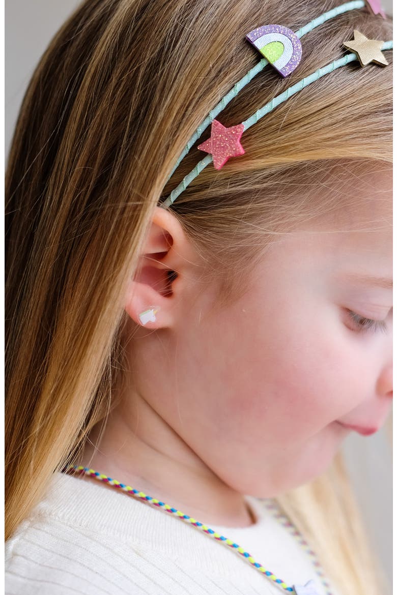 Kids' Unicorn Stick-On Earrings Set, Alternate, color, PINK