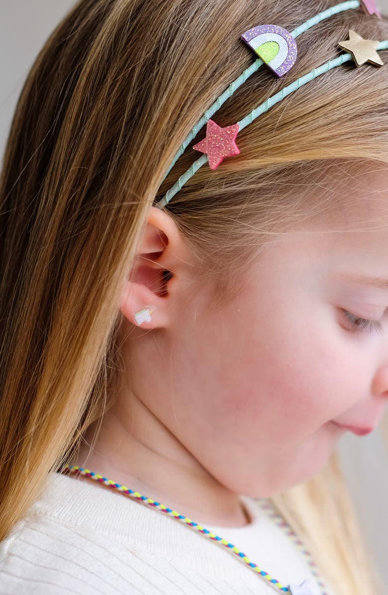 Mimi & Lula Kids' Unicorn Stick-On Earrings Set, Alternate, color, Pink