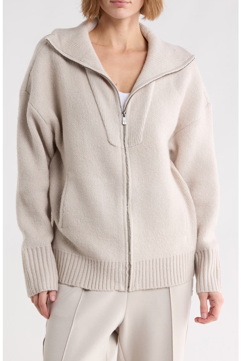 Maple Lane Full Zip Oversized Sweater Jacket, Main, color, NACREOUS CLOUD