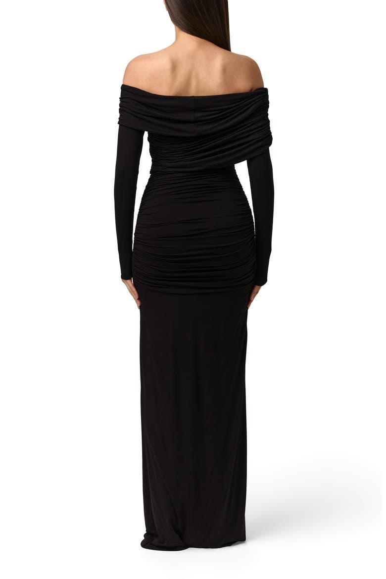 Smooth Off the Shoulder Long Sleeve Maxi Dress, Alternate, color, BLACK