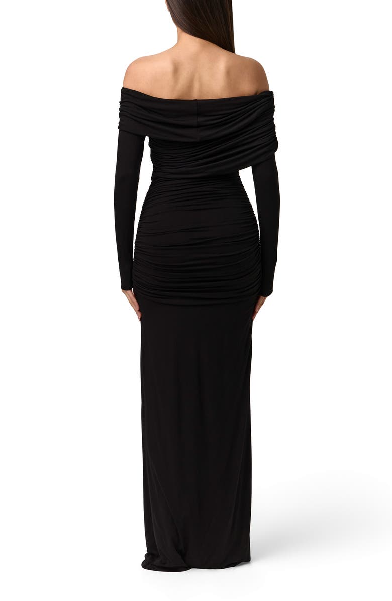 Naked Wardrobe Smooth Off the Shoulder Long Sleeve Maxi Dress, Alternate, color, Black