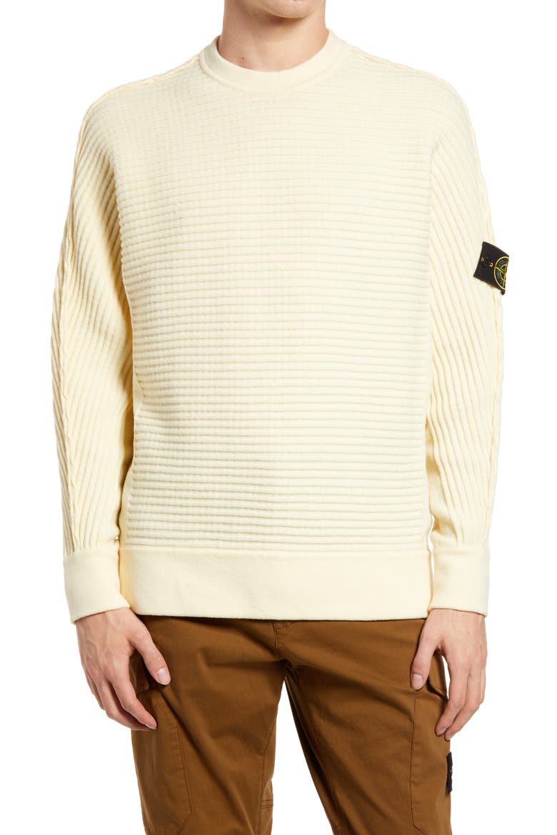Logo Patch Slim Fit Knit Sweater, Main, color, BUTTER
