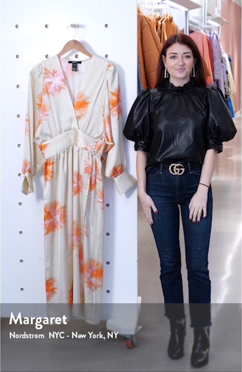 Tie Dye Long Sleeve Satin Wrap Dress, sales video thumbnail