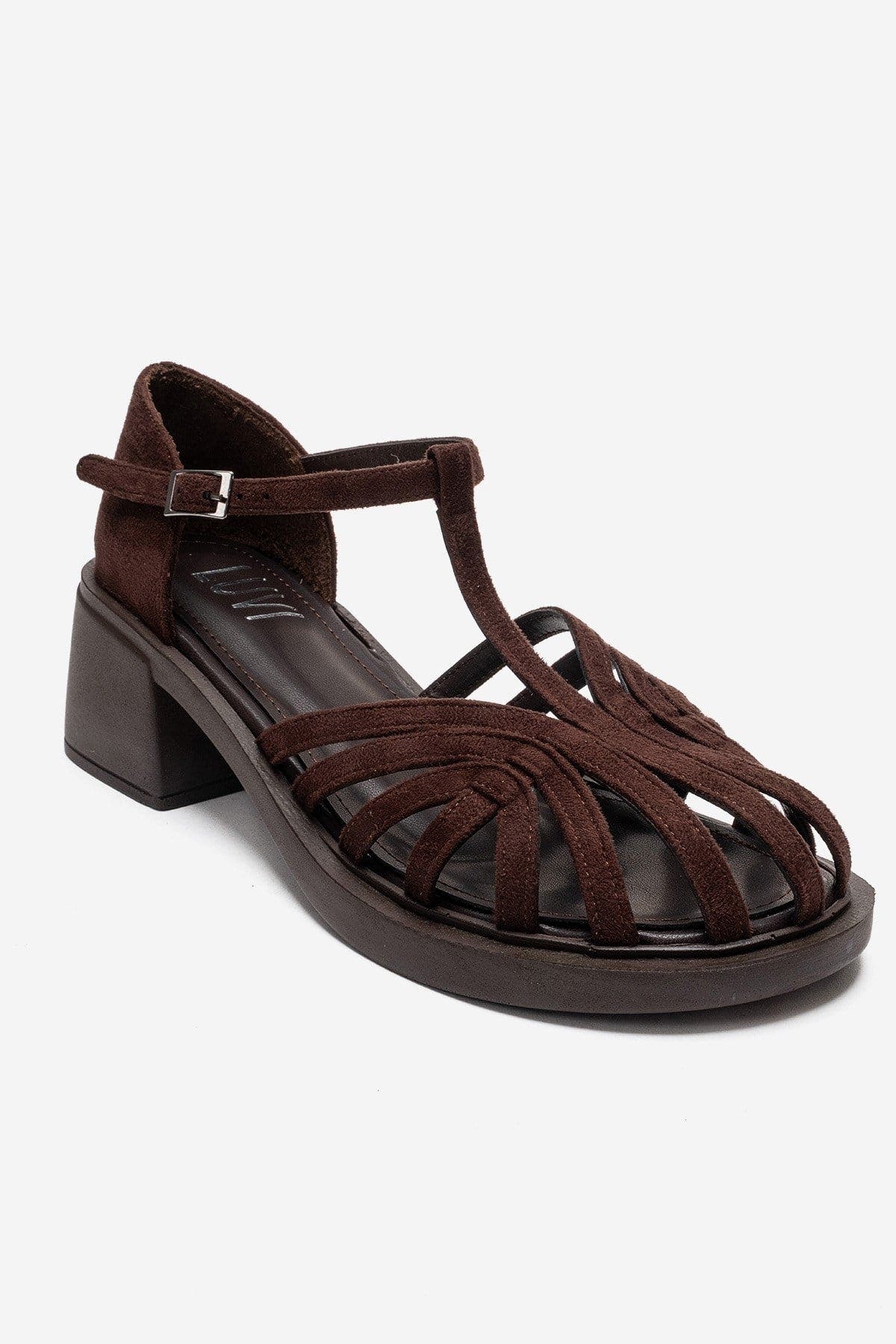 Prologue Shoes Nolana Block Heel Sandal, Alternate, color, Brown Suede