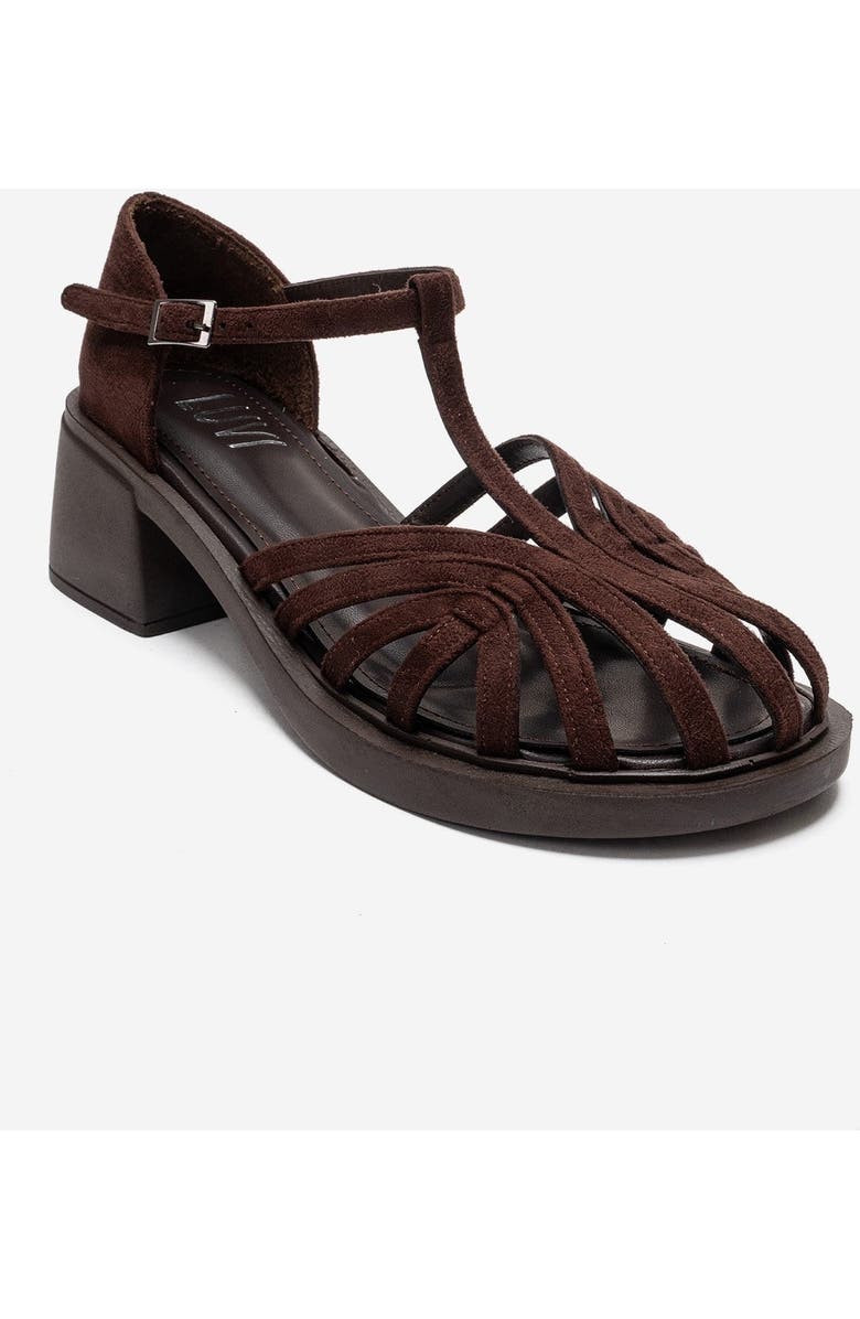 Prologue Shoes Nolana Block Heel Sandal, Alternate, color, Brown Suede