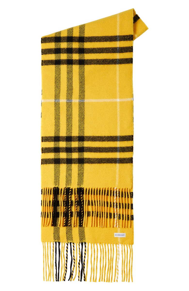 Burberry Tartan Check Wool & Cashmere Fringe Scarf, Alternate, color,