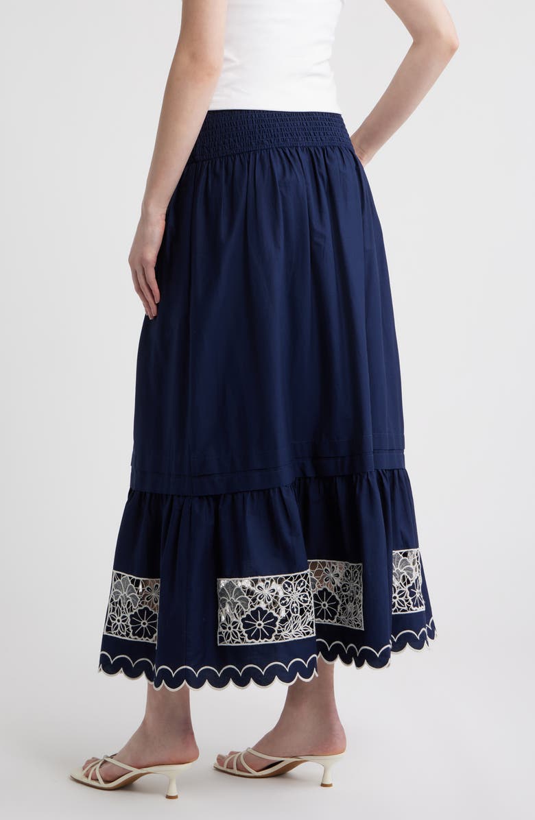 LOVE THE LABEL Nolan Embroidered Maxi Skirt, Alternate, color, Navy W White Embroidery