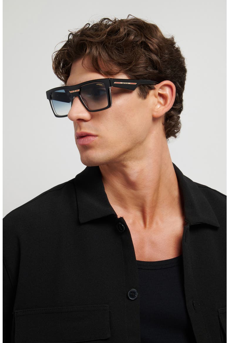 Victory 55mm Gradient Rectangular Sunglasses, Alternate, color, BLACK CRYSTAL/ DK BLUE SF