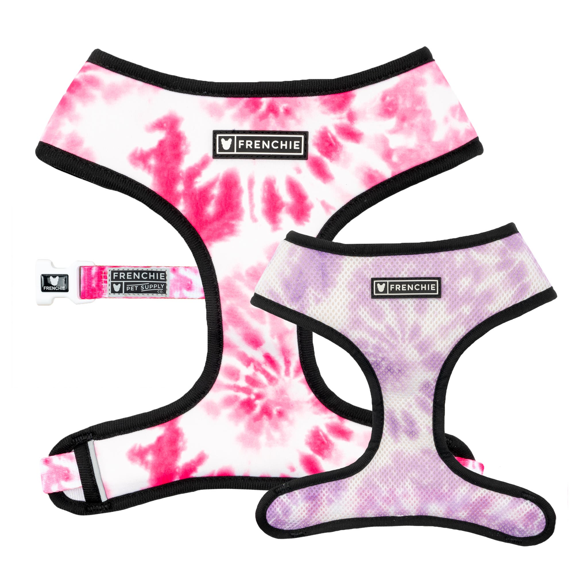Frenchie Duo Reverible Harness in Pink Tie Dye 