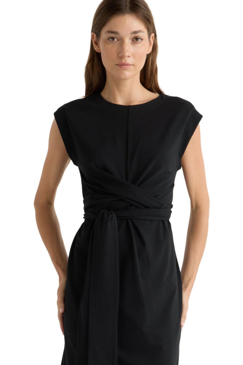 Fei Tie-Front Organic Cotton Dress, Alternate, color, Black