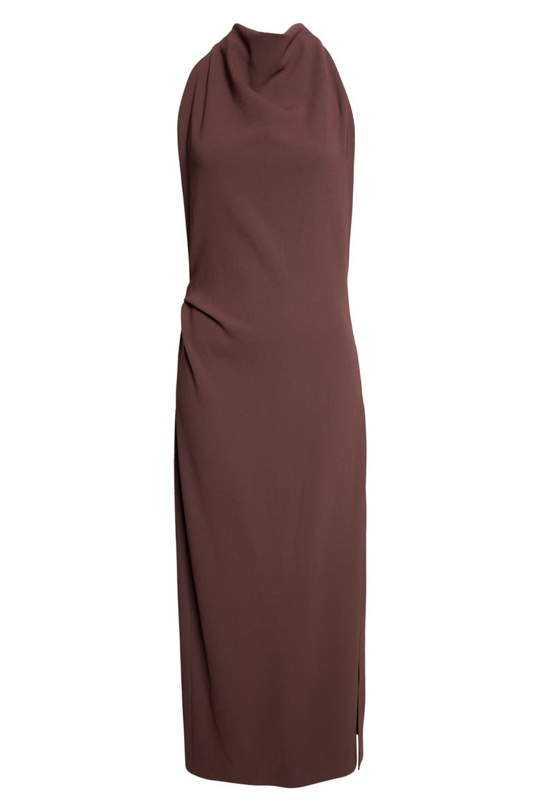 Selena Twist Back Matte Double Crepe Column Dress, Alternate, color, DARK BROWN