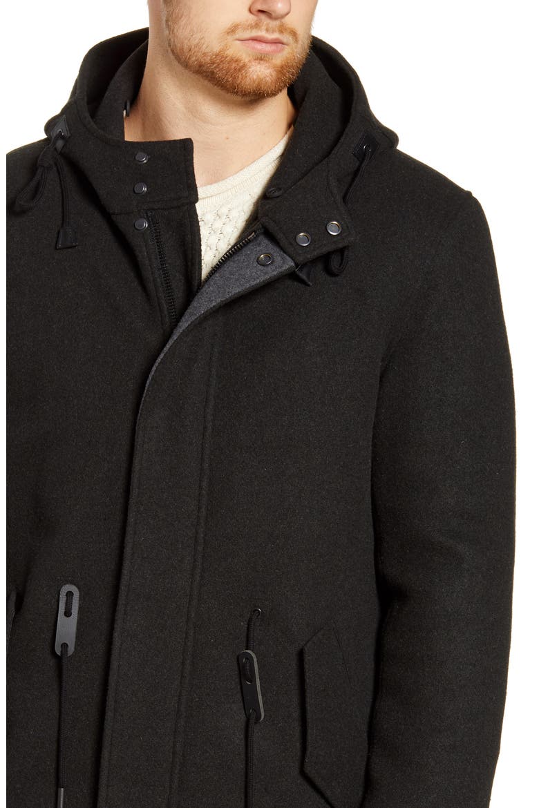 Windproof Water Resistant Parka, Alternate, color, BLACK