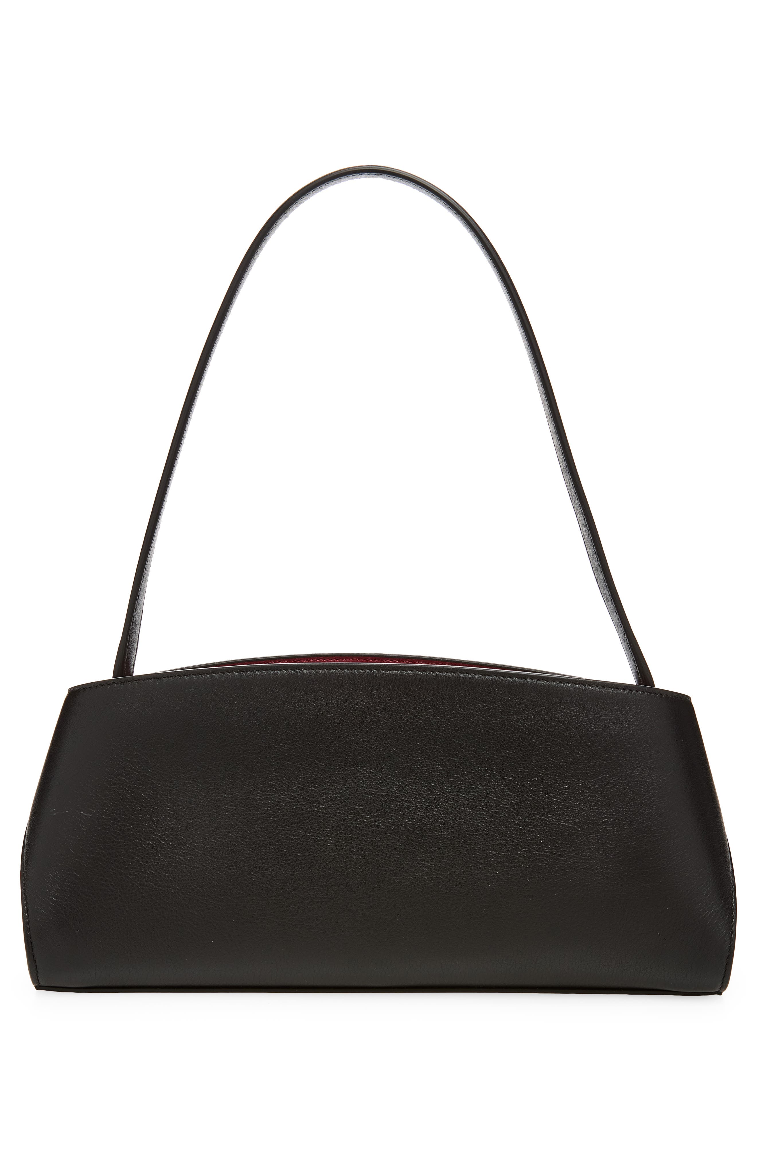 FERRAGAMO Hug Leather East/West Shoulder Bag, Alternate, color, Nero Borgogna