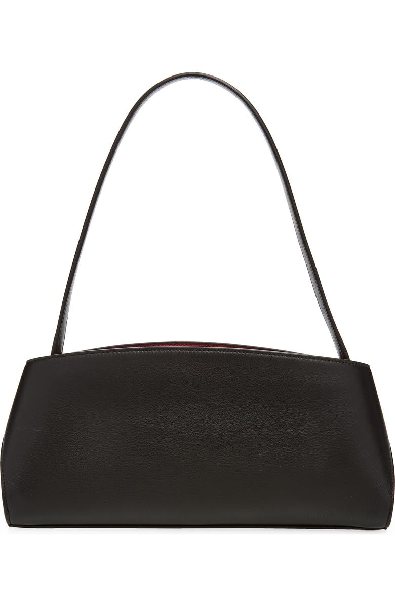 FERRAGAMO Hug Leather East/West Shoulder Bag, Alternate, color, Nero Borgogna
