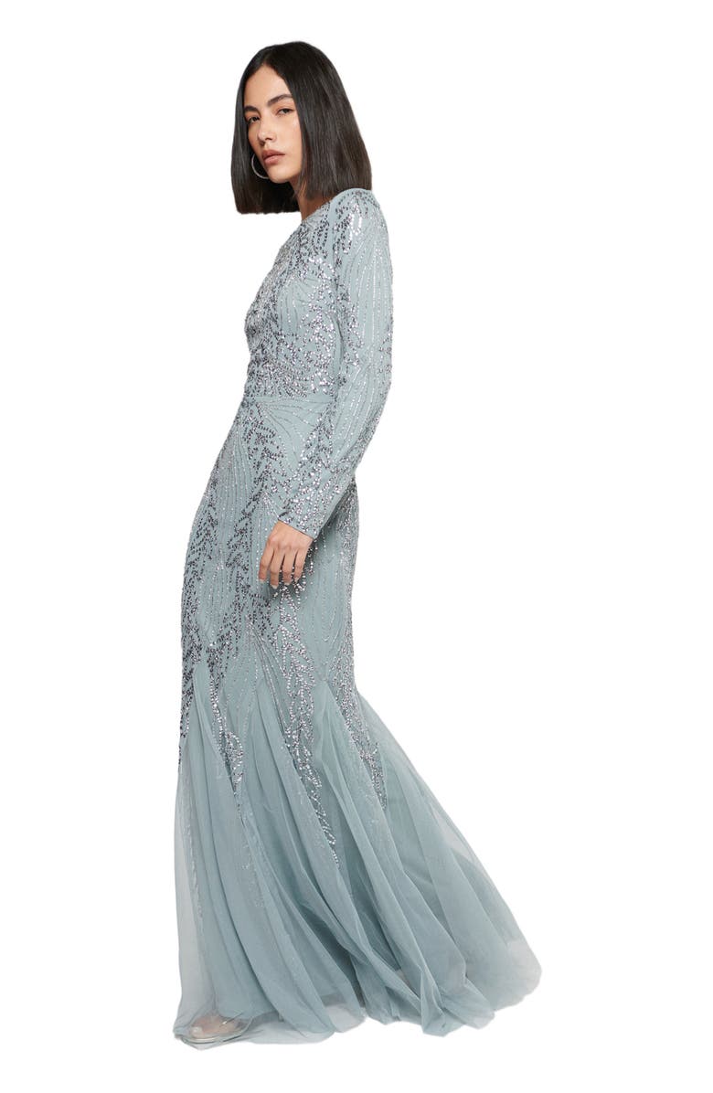 MARYISA Modest Embellished Sequin Beaded Long Sleeves Occasion Maxi Dress, Alternate, color,