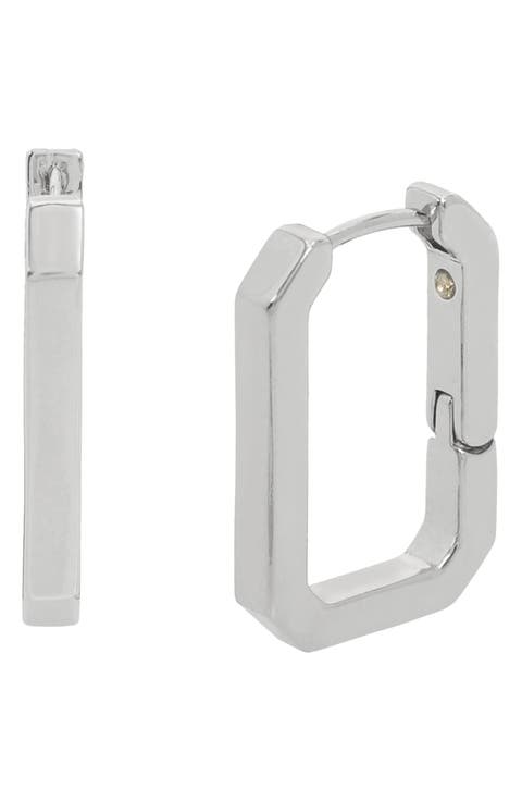 Small Hexagon Huggie Hoop Earrings