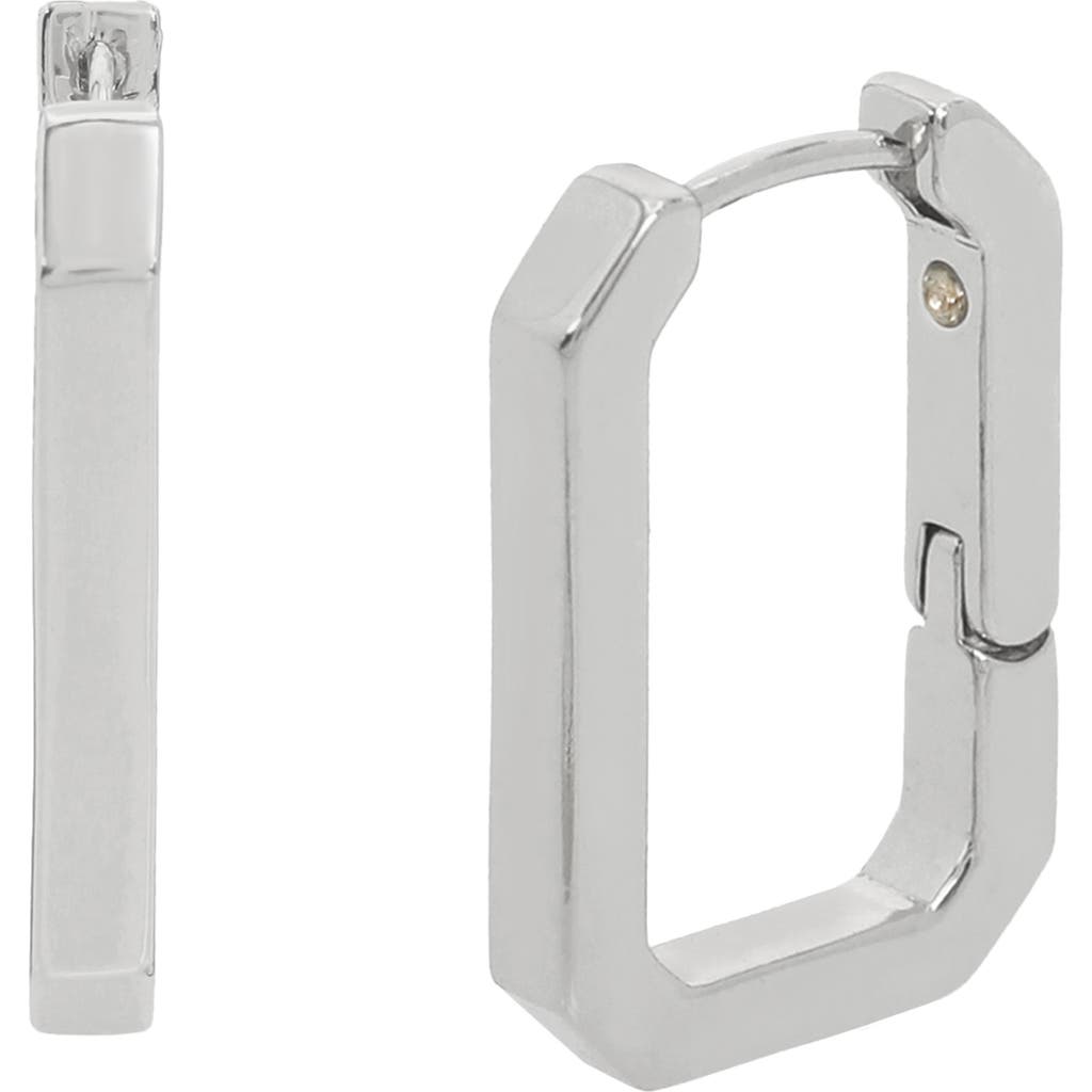 Allsaints Small Hexagon Huggie Hoop Earrings In Metallic
