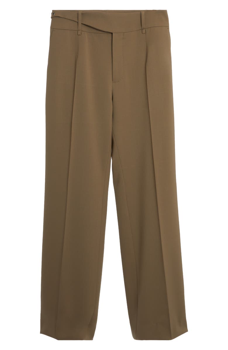 Dolce&Gabbana Buckle Waist Wool Stretch Twill Pants, Alternate, color, Beige