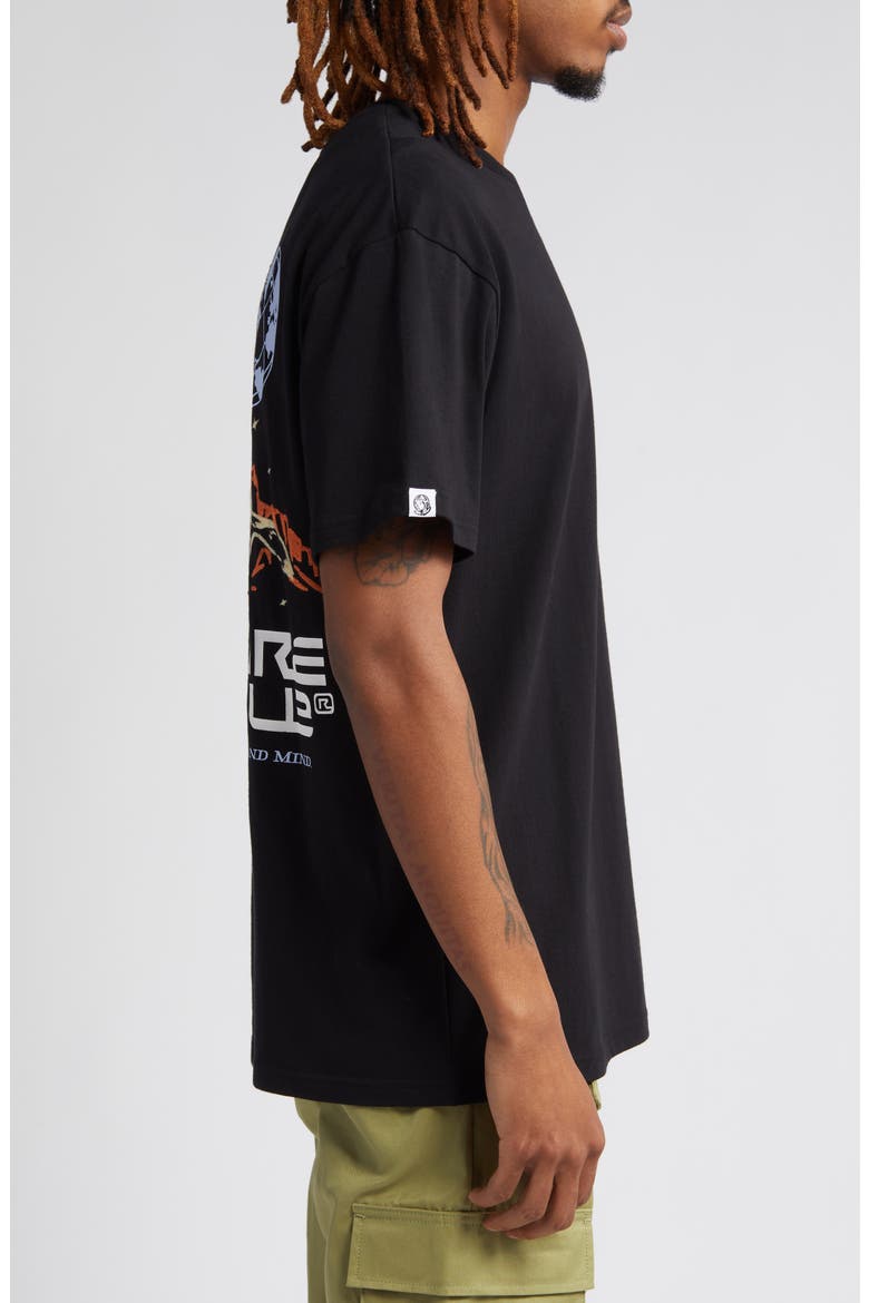 Wolves Oversize Embroidered Graphic T-Shirt, Alternate, color, BLACK