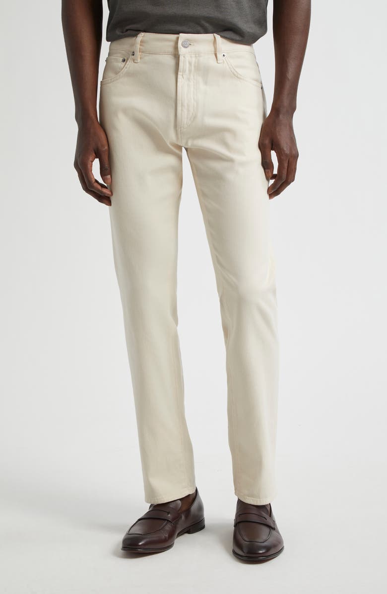 Ralph Lauren Purple Label Sherrington Slim Fit Five-Pocket Pants, Main, color, Light Antique Cream