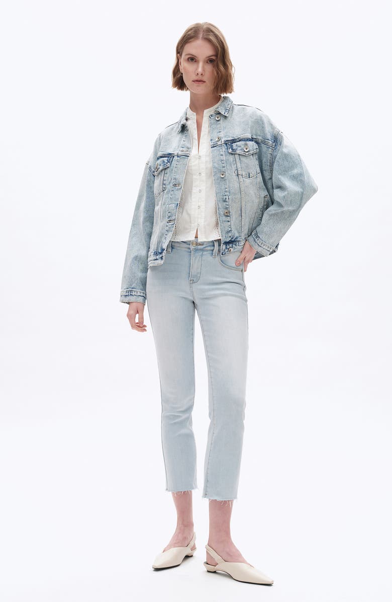 Bayeas Raw Hem Crop Straight Leg Jeans, Alternate, color, Wathet