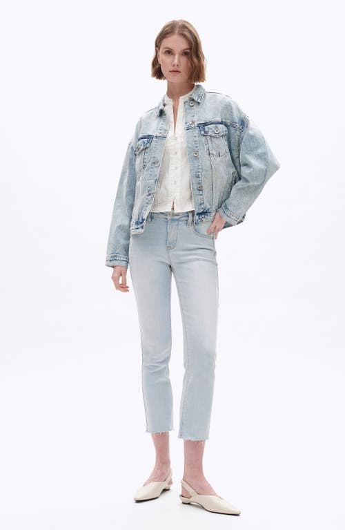 Bayeas Raw Hem High Waist Crop Straight Leg Jeans In Blue